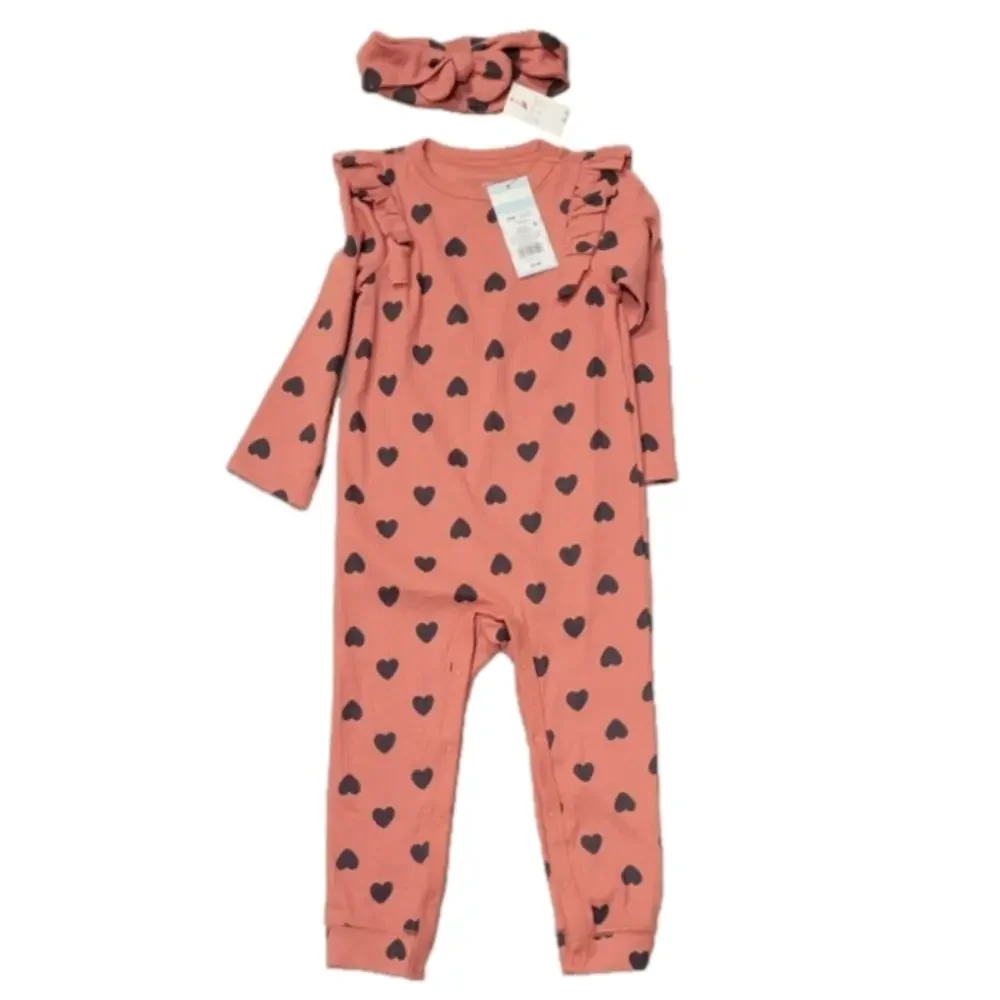 24 months  Baby Girl's Heart Romper with matching headband